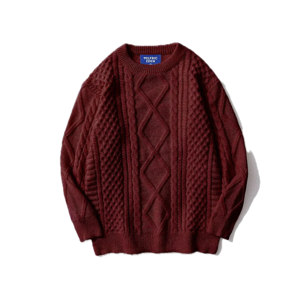 Cozy burgundy knitted sweater.